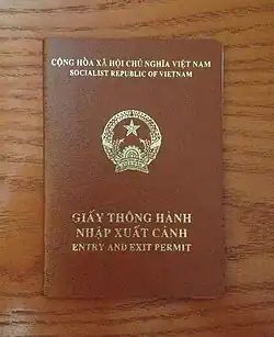 An entry and exit permit (Giấy thông hành nhập xuất cảnh) for people who lost their passport or as alternative permit to cross land borders with neighboring countries.
