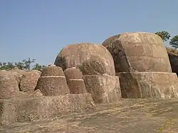 View of large Rock cut stone Stupas at Lingalakonda, Andhra Pradesh