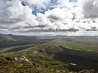 View south from the summit to the boglands of Connemara