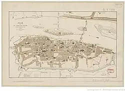 Plan by Eugène Giraudet&nbsp;[fr] in 1873: the unfinished bastions have disappeared.[Gt 5]