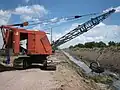 Vintage Link-Belt crawler crane in dragline configuration