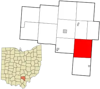Location in Vinton County and the state of Ohio.