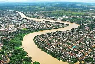 aerial view Rio Branco, a city in Brazil