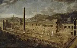 V. Codazzi and D. Gargiulo. Circus Maximus in Rome. Circa 1638. Oil on canvas. Museo del Prado, Madrid