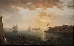 Vue de la rade de Brest, prise au bas de la batterie du château (par Jean-François Hue , Paris, Sénat – palais du Luxembourg)