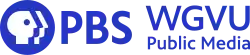 The PBS logo next to, on two lines, the words "W G V U" and "Public Media" in a sans serif typeface