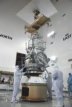 WISE being connected to its adapter for launch