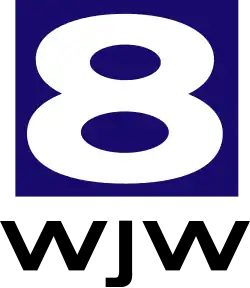A blue square with a stylized white 8 inside, underneath the square is "WJW" in black text.