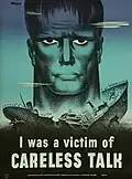 Canadian Propaganda Poster "Was a Victim of Careless Talk" by the Wartime Information Board
