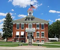 The old Washington County Courthouse in Akron