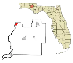 Location in Washington County and the state of Florida