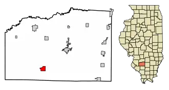 Location of Oakdale in Washington County, Illinois.