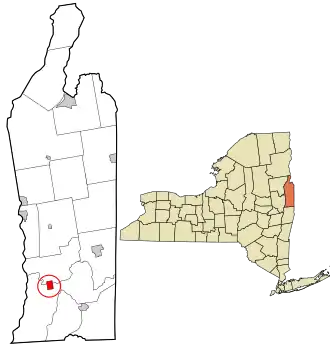 Location in Washington County and the state of New York.