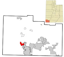 Location in Washington County and the state of Utah