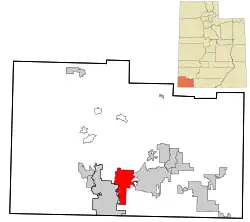 Location in Washington County and the state of Utah
