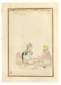 Watercolour sketch of two noblemen of the Punjab seated in discussion, attributed to the artist Kehar Singh, circa 1875