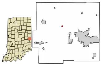 Location of Greens Fork in Wayne County, Indiana.