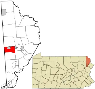Location in Wayne County and the state of Pennsylvania.