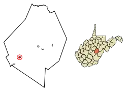 Location of Cowen in Webster County, West Virginia.
