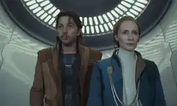 Cassian and Mon escape the Senate together