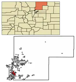 Location of the Town of Firestone in Weld County, Colorado.