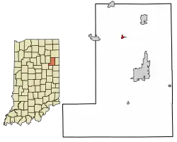 Location of Uniondale in Wells County, Indiana.