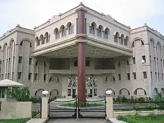 The front entrance to the academic block of NUJS, Kolkata