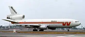 The Western Airlines "W" trademark in red on a white background