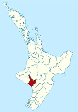 Whanganui district within the North Island