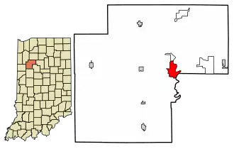 Location of Monticello in White County, Indiana