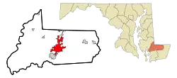 Location in Wicomico County in Maryland