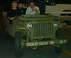 Ford design, stamped steel, nine-slot grille on a 1945 Willys&nbsp;MB