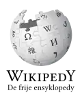 Wikipedia logo displaying the name "Wikipedia" and its slogan: "The Free Encyclopedia" below it, in West Frisian