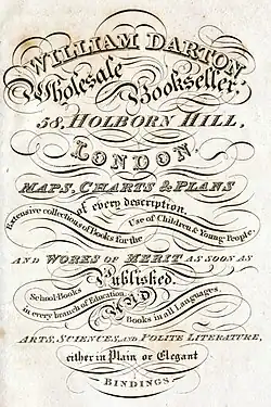 One of William Darton's advertisements, an early publisher of Hughes. From A Mother's Care Rewarded
