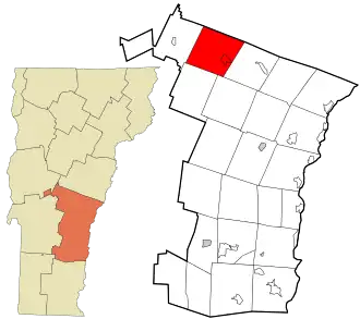 Location in Windsor County and the state of Vermont.