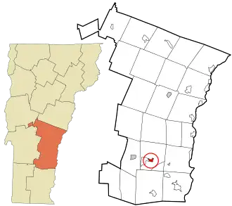 Location in Windsor County and the state of Vermont.