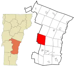 Location in Windsor County and the state of Vermont.
