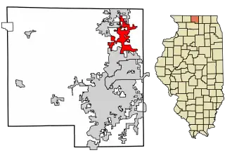 Location of Roscoe in Winnebago County, Illinois.