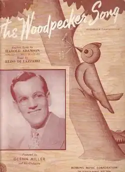 A monochrome image of the Woodpecker Song sheet music cover