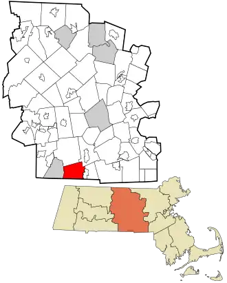Location in Worcester County and the state of Massachusetts.
