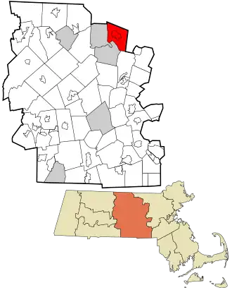 Location in Worcester County and the state of Massachusetts.