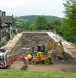 Shibden Hall terrace during refurbishments, May 2008