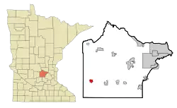 Location of the city of Cokato within Wright County, Minnesota