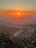 Shenzhen city skyline view from the peak under sunset