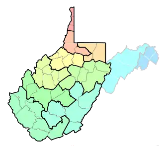 West Virginia's Senate districts as defined in the 1863 Constitution