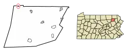 Location of Laceyville in Wyoming County, Pennsylvania.