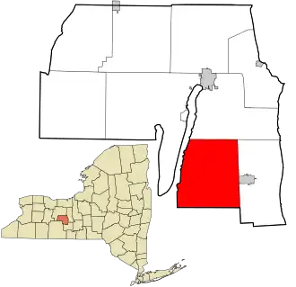 Location in Yates County and the state of New York.