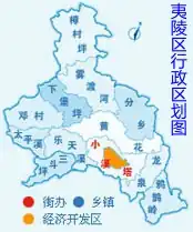 Map of Yiling's township-level divisions