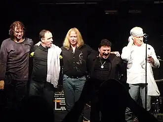 Yoso in 2010. From left to right: Billy Sherwood, Scott Connor, Johnny Bruhns, Bobby Kimball, Tony Kaye