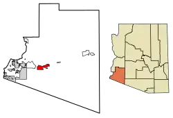 Location of Wellton in Yuma County, Arizona